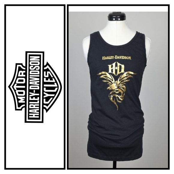 Harley-Davidson Black Tank with Gold Graphic - Picture 1 of 6
